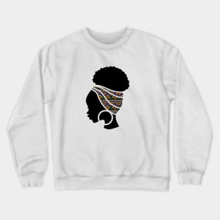 Afro Hair Woman with African Pattern Headwrap Crewneck Sweatshirt